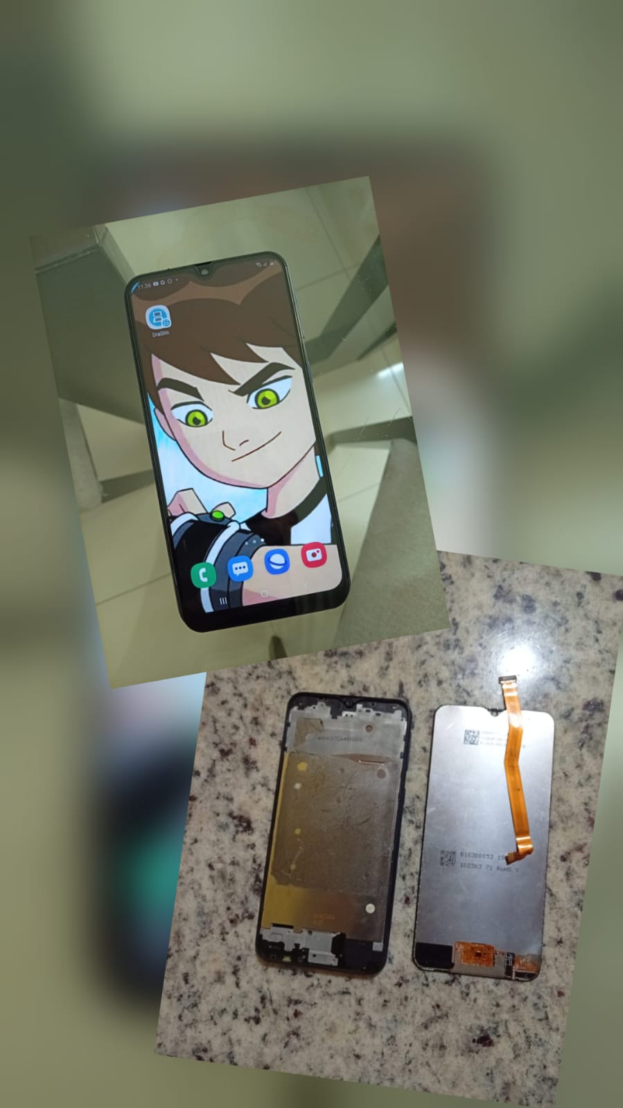Smartphone aberto para substituicao de tela